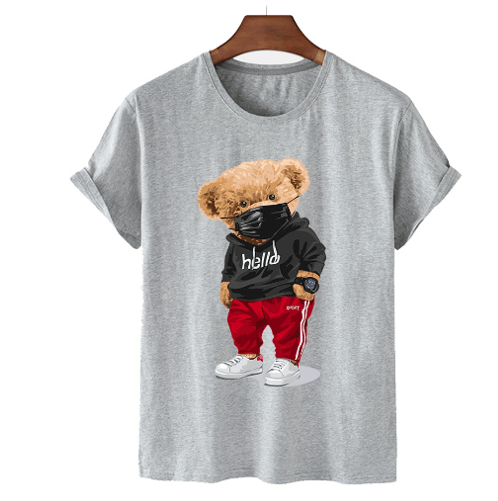 Bear Print Men's Cotton T Shirt - ItemBear.com