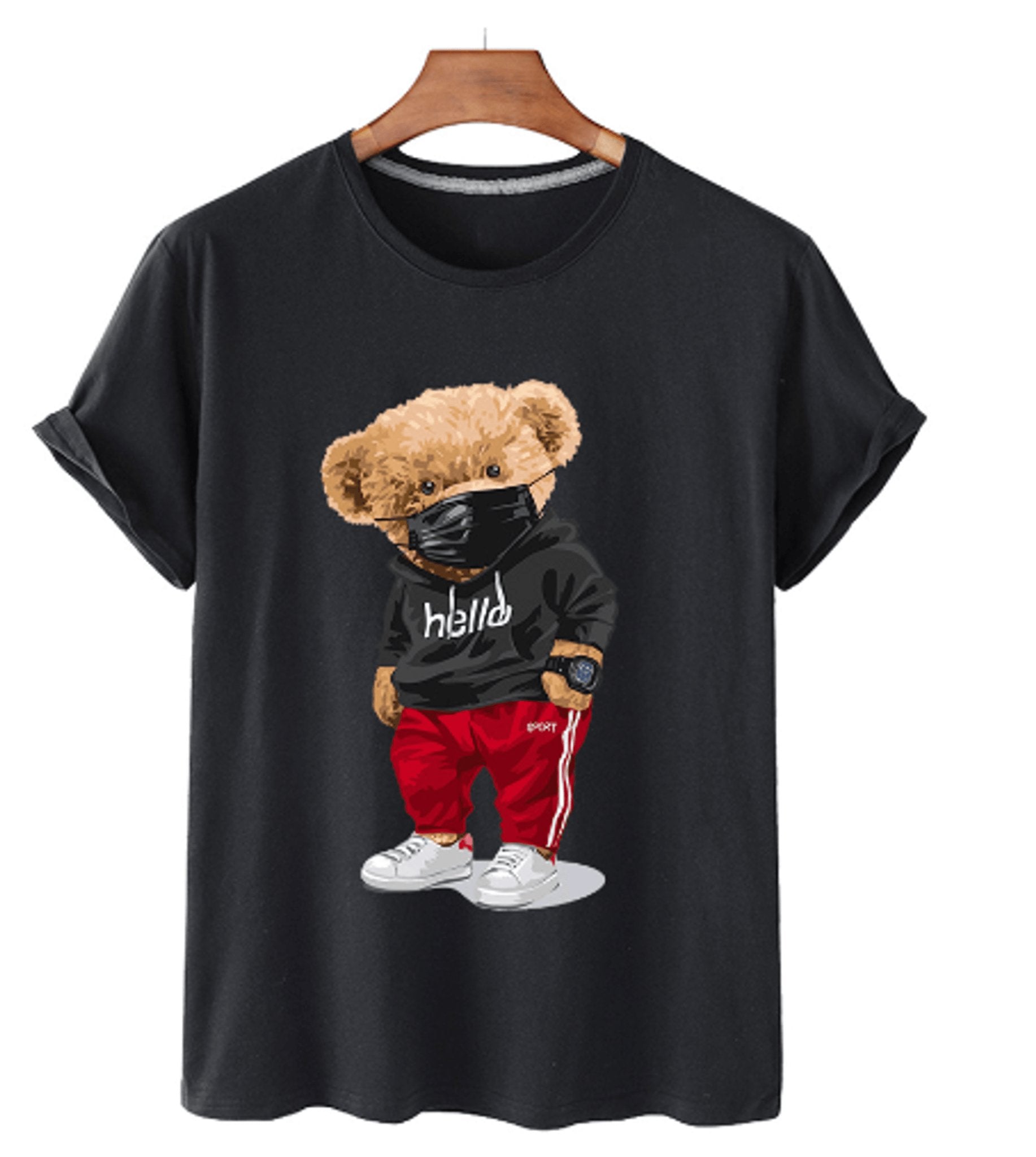 Bear Print Men's Cotton T Shirt - ItemBear.com