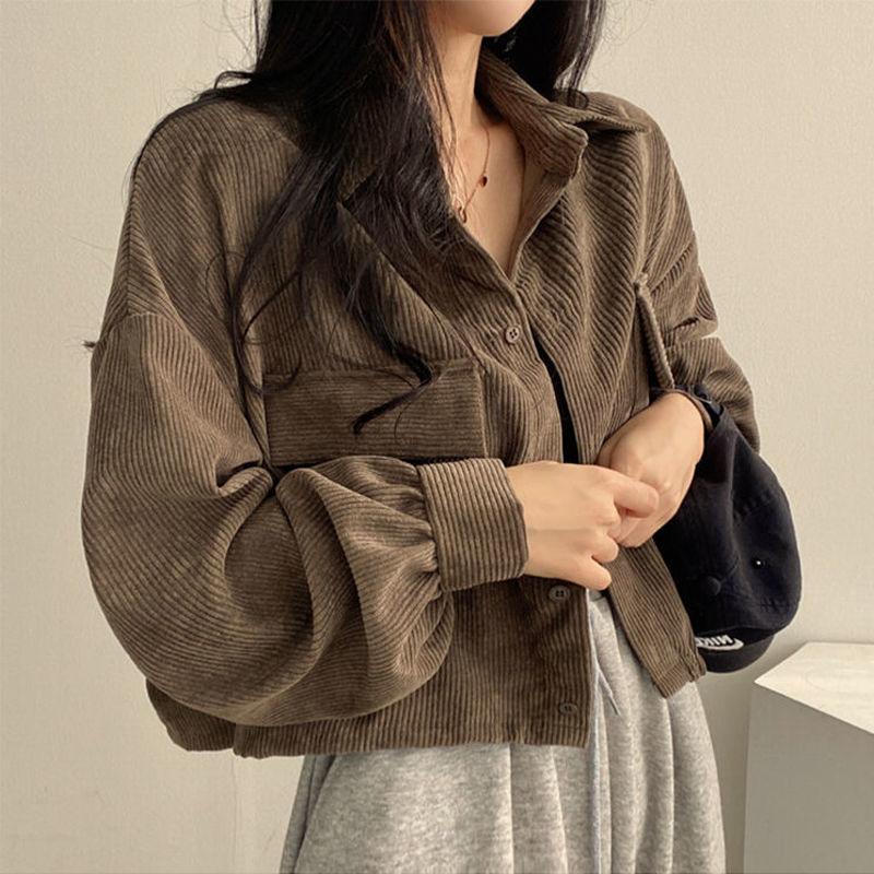 Brown Corduroy Long Sleeve Jacket - ItemBear.com