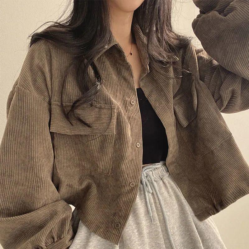 Brown Corduroy Long Sleeve Jacket - ItemBear.com