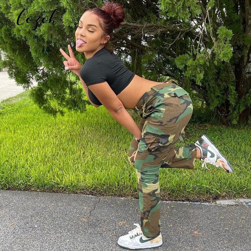 Camo Cargo Pencil Straight Pants - ItemBear.com