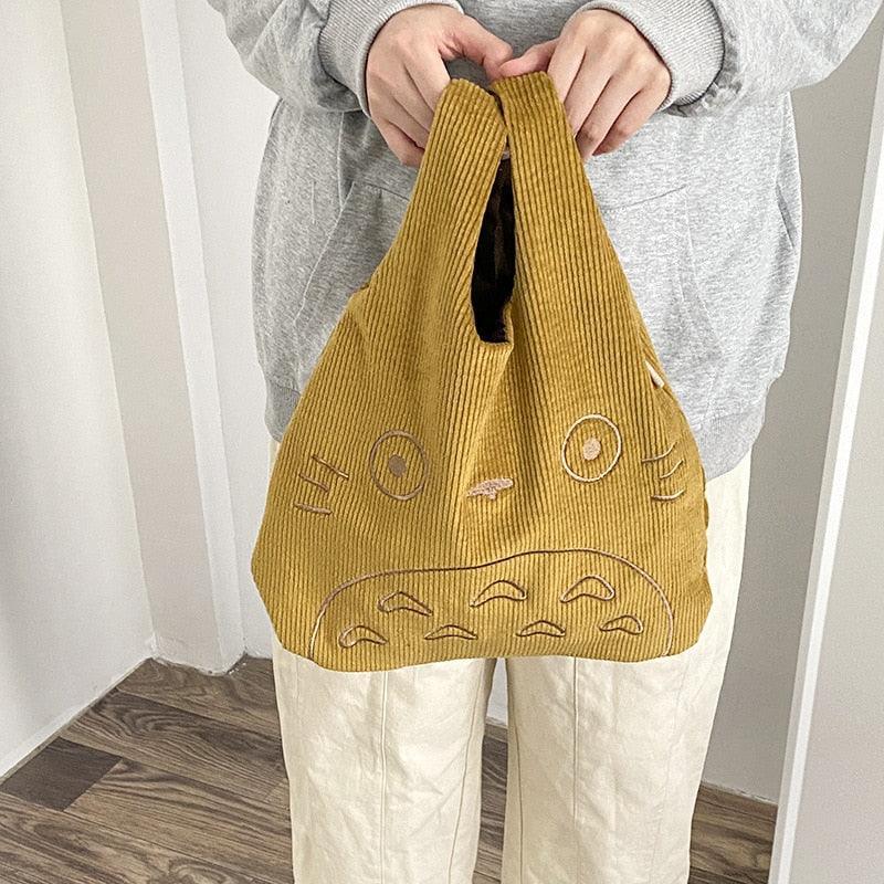 Canvas Tote Bags for Women 2023 Corduroy Large Ladies Cotton Cloth Handbag Cartoon Print Female Shoppers Fashion Fabric Purse - ItemBear.com