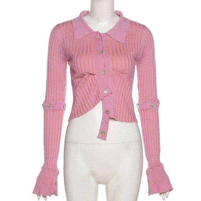Casual Buttons Flared Sleeve Cardigans - ItemBear.com