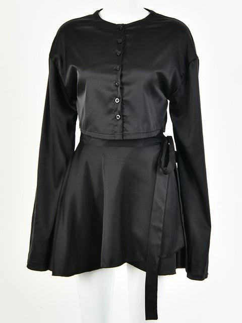 Casual Satin Two Piece Dress Set For Women - ItemBear.com