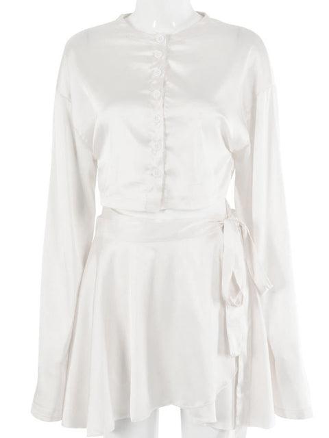 Casual Satin Two Piece Dress Set For Women - ItemBear.com