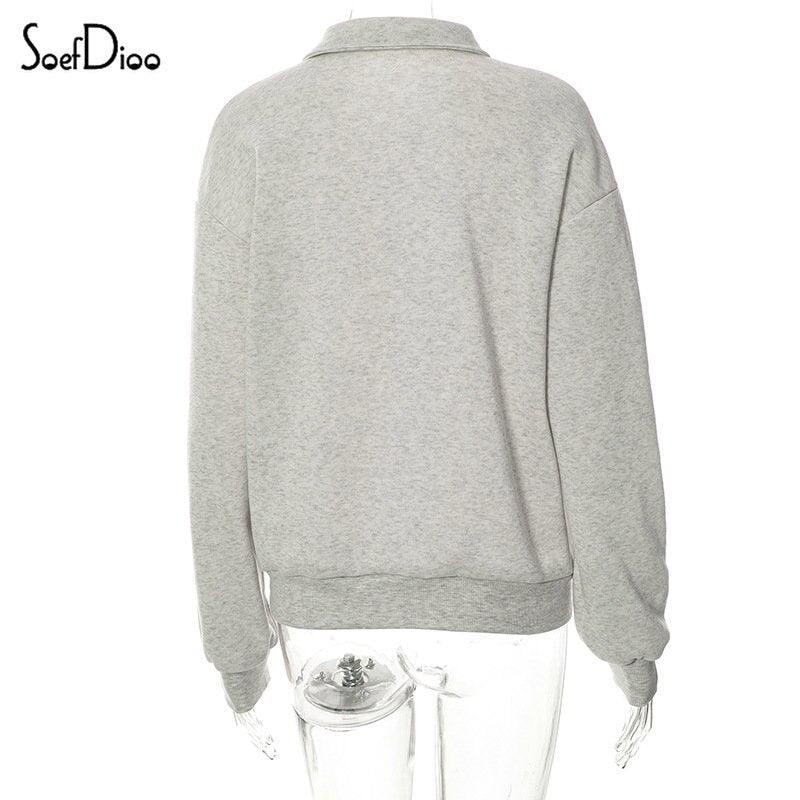 Casual Turn Down Collar Zipper Sweatshirt - ItemBear.com