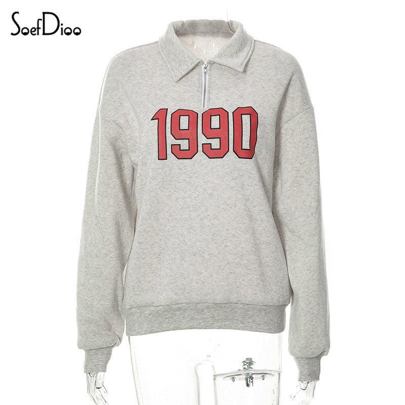 Casual Turn Down Collar Zipper Sweatshirt - ItemBear.com