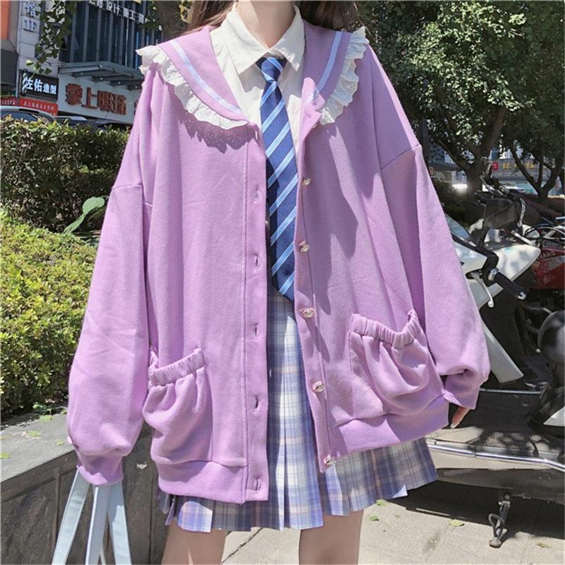 Collared Autumn Sweet Women Hoodies - ItemBear.com