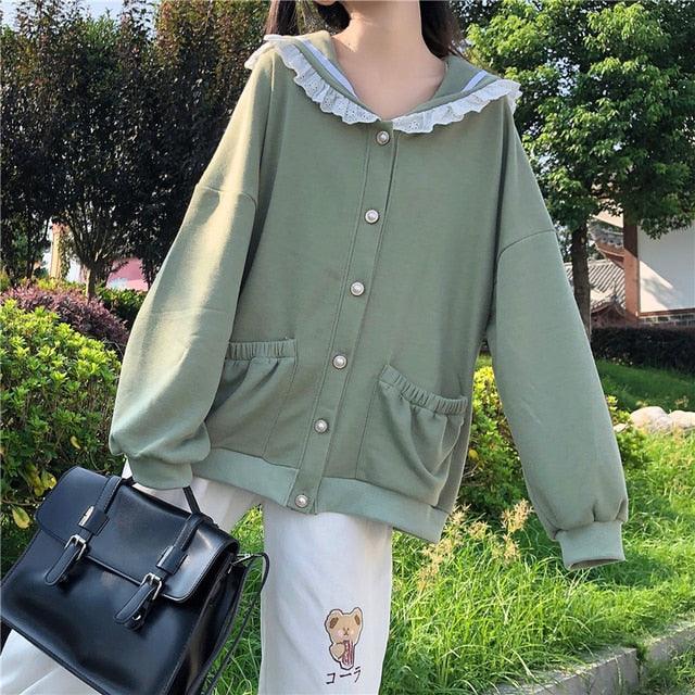 Collared Autumn Sweet Women Hoodies - ItemBear.com