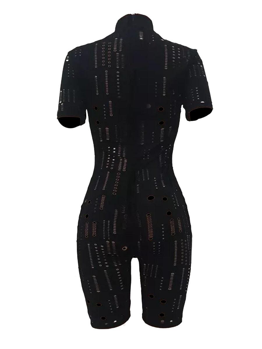 Cut Out Bodycon Jumpsuit Short Sleeve - ItemBear.com