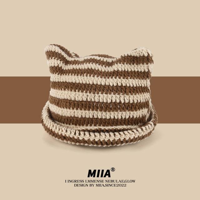 Cute Devil Knitting Striped Hat - ItemBear.com