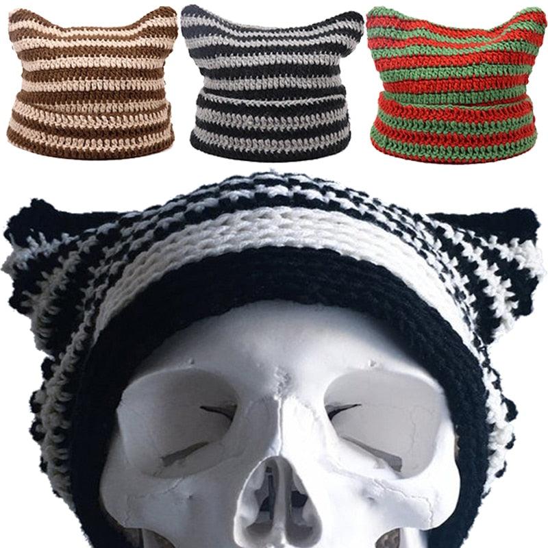 Cute Devil Knitting Striped Hat - ItemBear.com