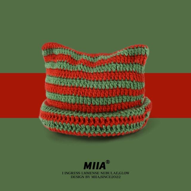 Cute Devil Knitting Striped Hat - ItemBear.com