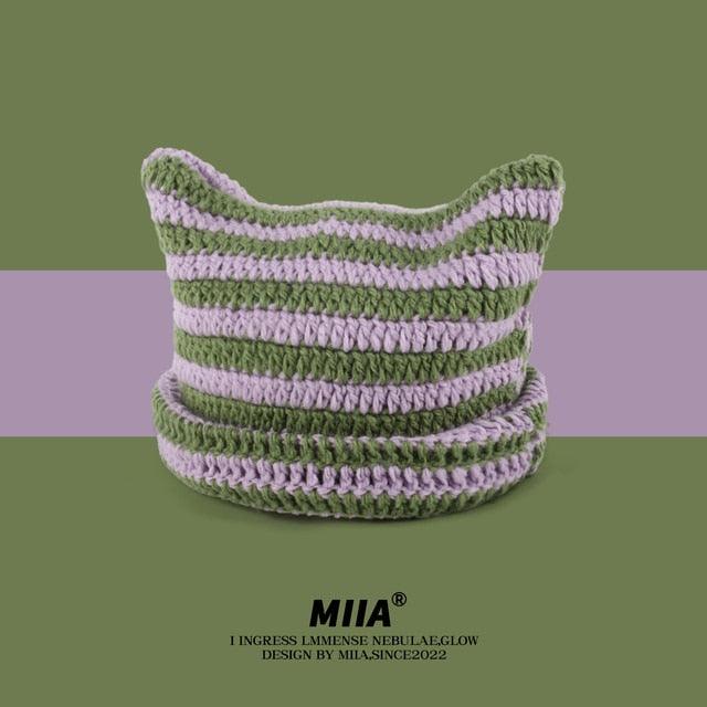 Cute Devil Knitting Striped Hat - ItemBear.com