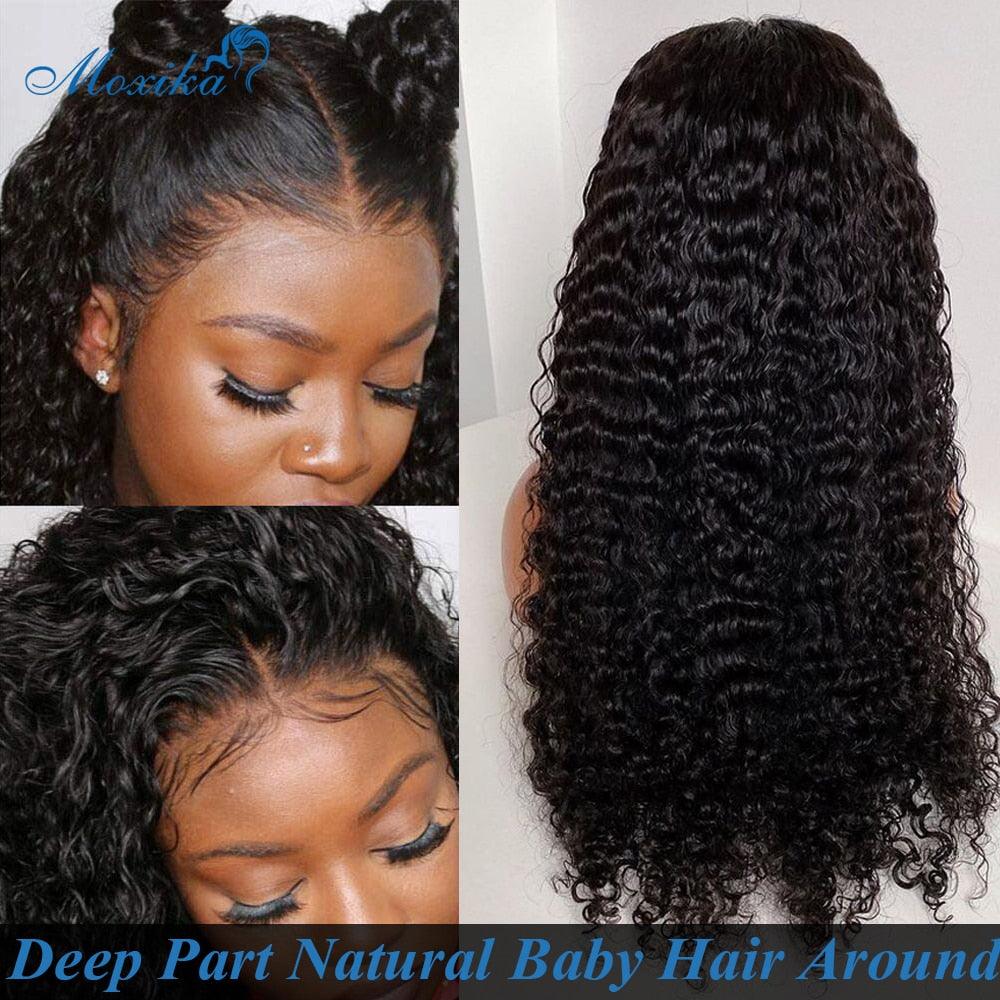 Deep Wave Closure Wig Human Hair Wigs Lace Frontal 13x6 Lace Front Wig PrePlucked Bleached Knots Wigs 13x4 Deep Wave Frontal Wig - ItemBear.com