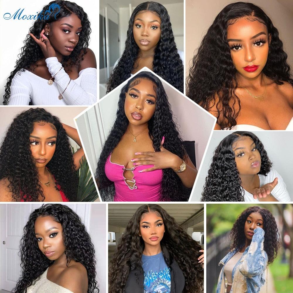 Deep Wave Closure Wig Human Hair Wigs Lace Frontal 13x6 Lace Front Wig PrePlucked Bleached Knots Wigs 13x4 Deep Wave Frontal Wig - ItemBear.com