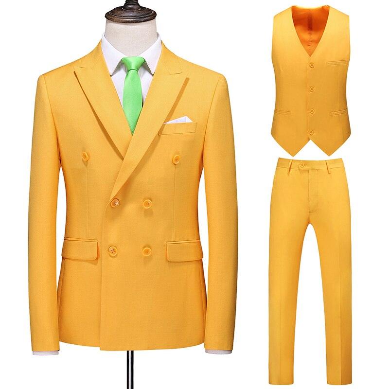 Dreiteiliger Männer Anzug Zweireiher Solide Business Formale Hochzeit Klassische Slim Fit Smoking Weste Jacke Hosen - ItemBear.com