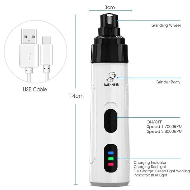 Electric Dog Nail Clippers for Dog Nail Grinders Rechargeable USB Charging Pet Quiet Cat Paws Nail Grooming Trimmer Tools - ItemBear.com