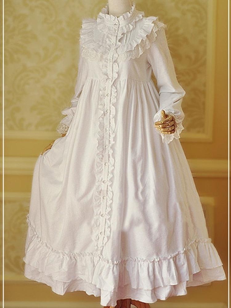 Elegant Long Sleeve Ruffle Lace Pleated Dress - ItemBear.com
