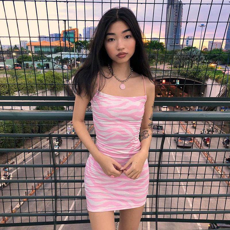 European and American style women's clothing 2022 new spring small fresh short print slim suspender dress female factory wholesale - ItemBear.com