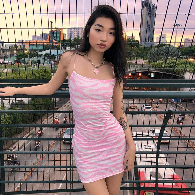 European and American style women's clothing 2022 new spring small fresh short print slim suspender dress female factory wholesale - ItemBear.com