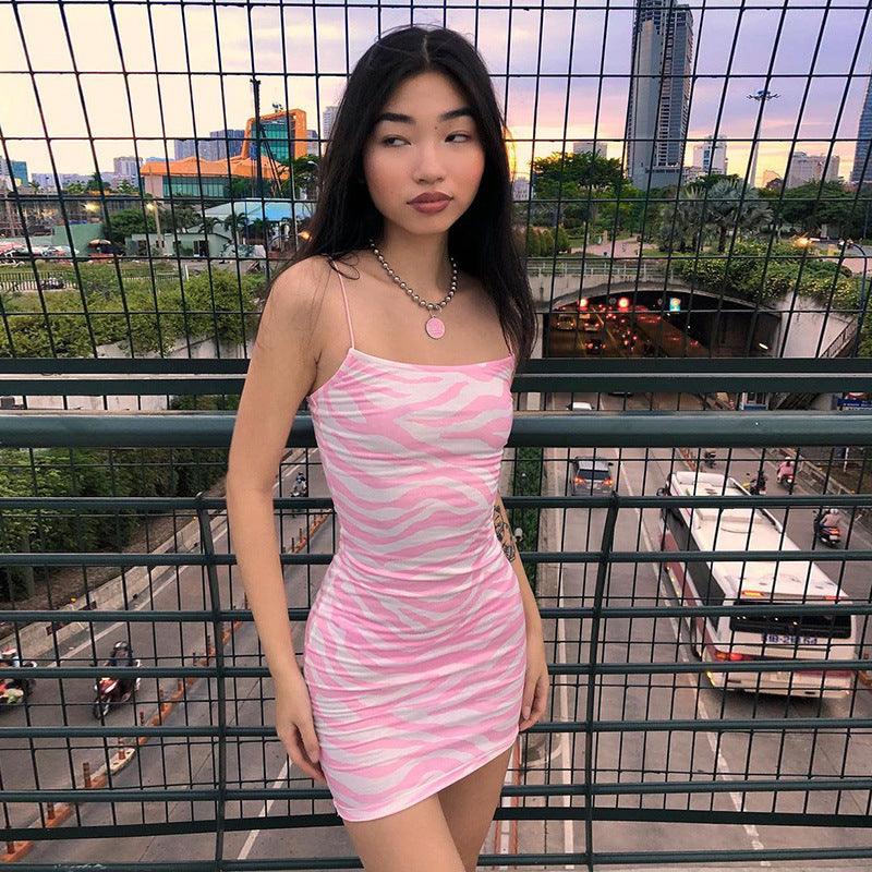 European and American style women's clothing 2022 new spring small fresh short print slim suspender dress female factory wholesale - ItemBear.com