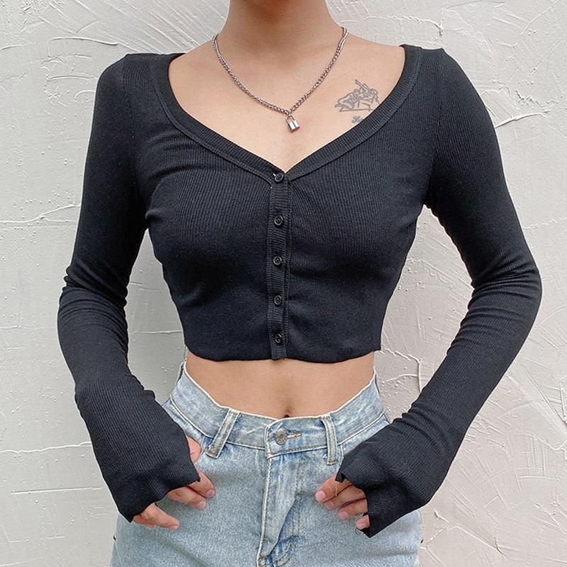Eva V-neck Crop Top - ItemBear.com