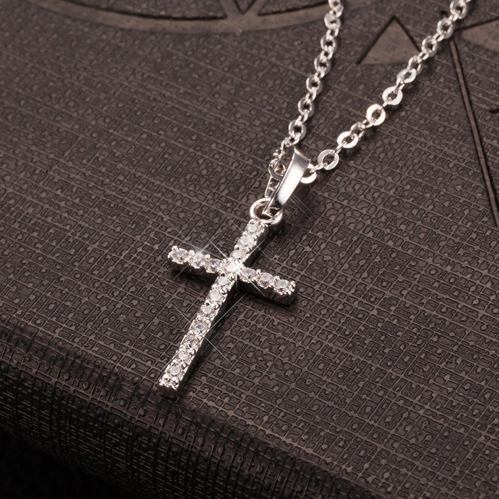 Fashion Female Cross Pendants dropshipping Gold Black Color Crystal Jesus Cross Pendant Necklace Jewelry For Men/Women Wholesale - ItemBear.com
