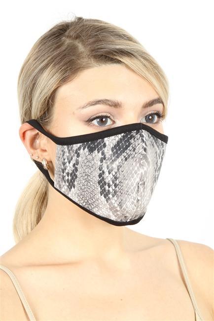 FASHION MASK 101-SNAKE-snake print double layer contoured face mask. - ItemBear.com
