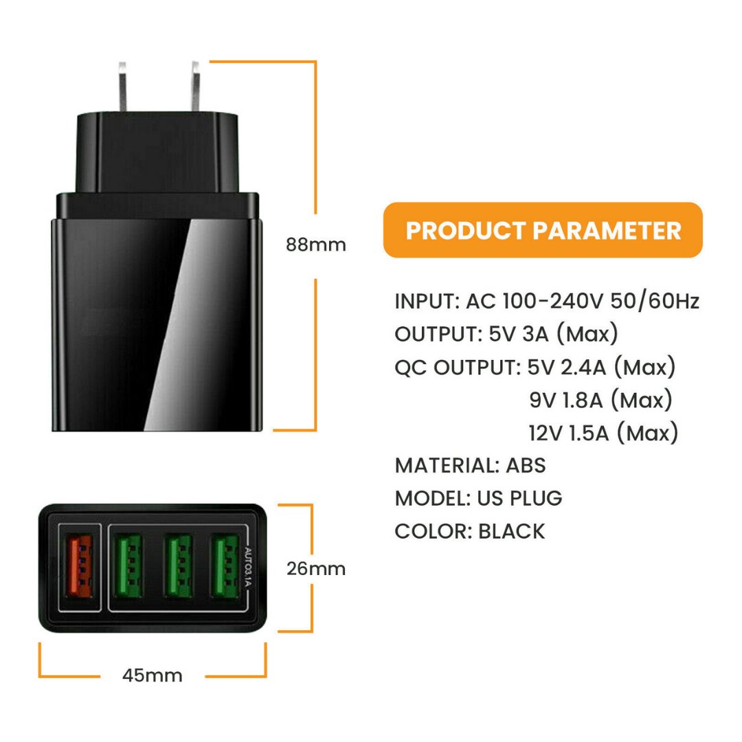 Fast Charge 3.0 USB Hub Wall Charger - ItemBear.com