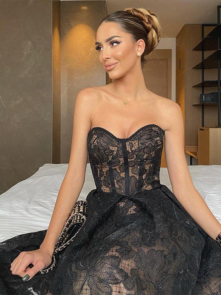 Fiona Printed Lace Corset Dress - ItemBear.com