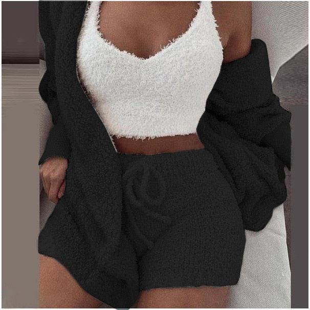 Fluffy Three Piece Set Lounge Sexy Outfits - Premium from ItemBear.com - Just $58! Shop now at ItemBear.com