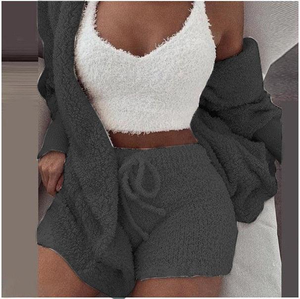 Fluffy Three Piece Set Lounge Sexy Outfits - Premium from ItemBear.com - Just $58! Shop now at ItemBear.com