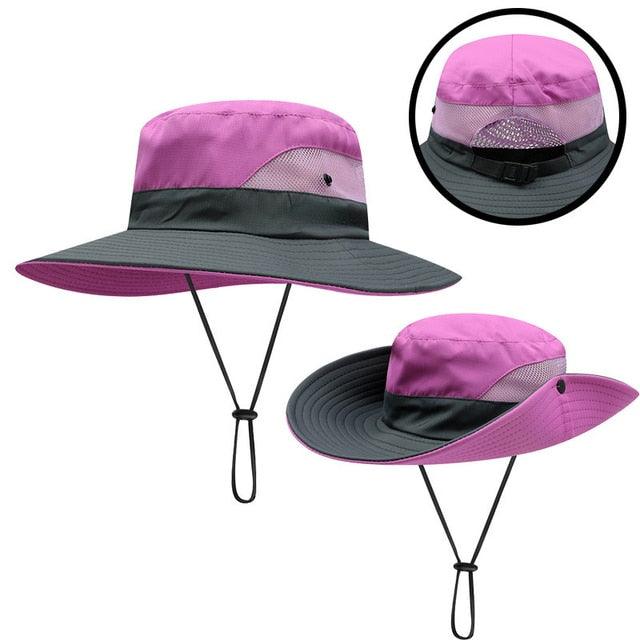 Girls Ponytail Summer Sun Hat Wide Brim UV Protection - ItemBear.com
