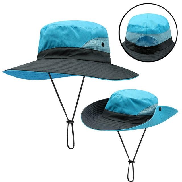 Girls Ponytail Summer Sun Hat Wide Brim UV Protection - ItemBear.com