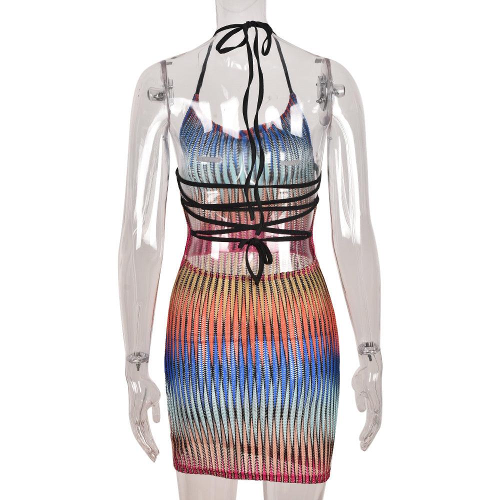 Gradient Mesh Mini Dress - ItemBear.com