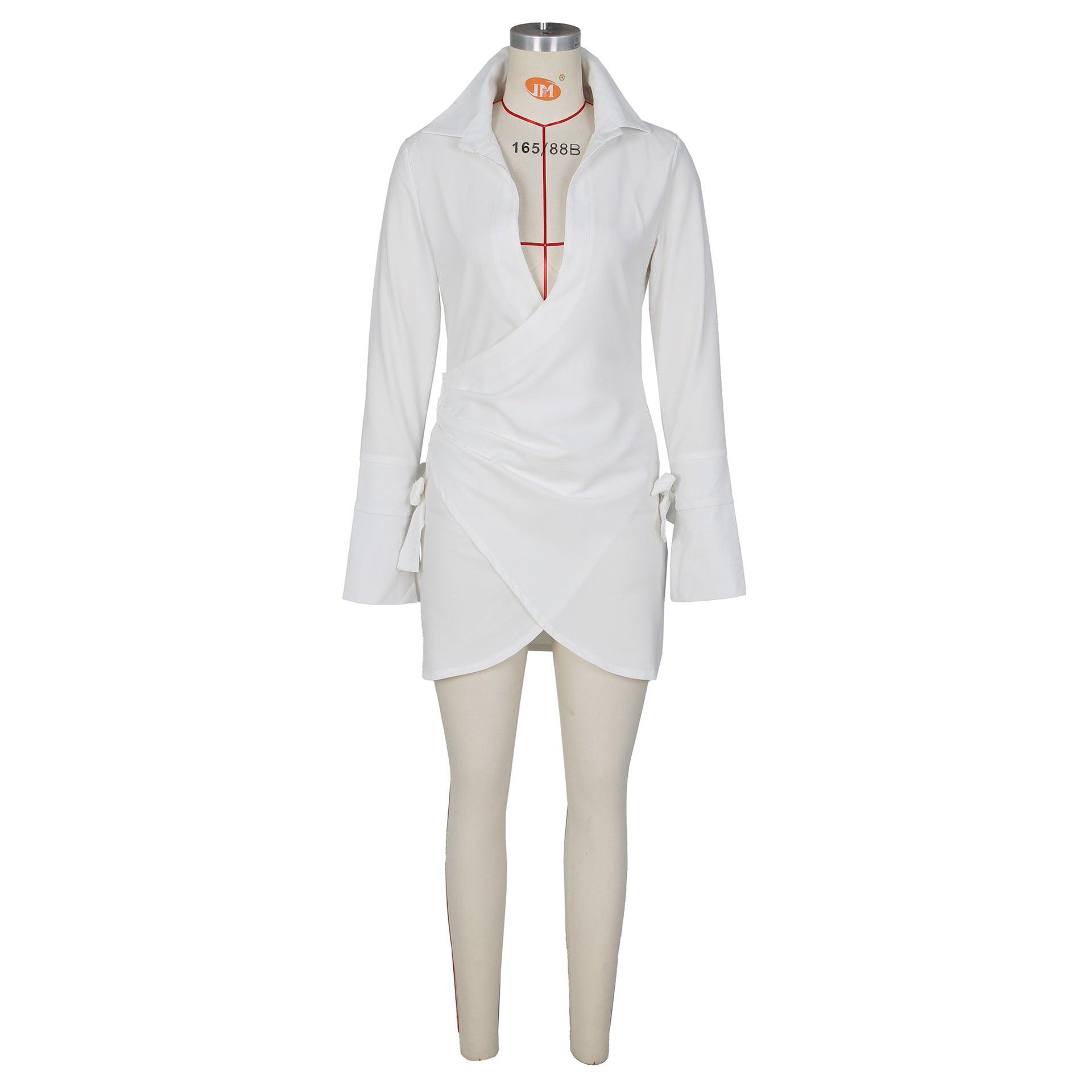 Happy Hour Plunge Mini Shirt Dress - ItemBear.com