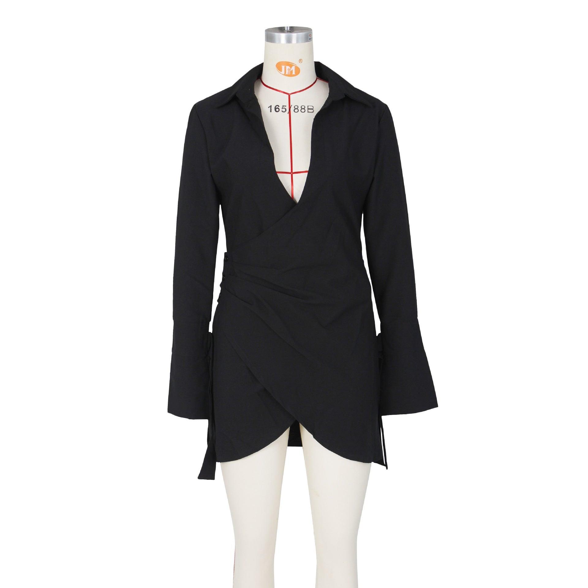 Happy Hour Plunge Mini Shirt Dress - ItemBear.com