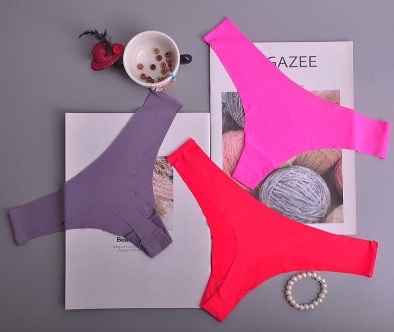 Hot Silk Sexy Women Thongs g string Seamless Panties Female Underwear Tanga Panties Low-Rise Lingerie Panty Intimates 3pcs ac125 - ItemBear.com