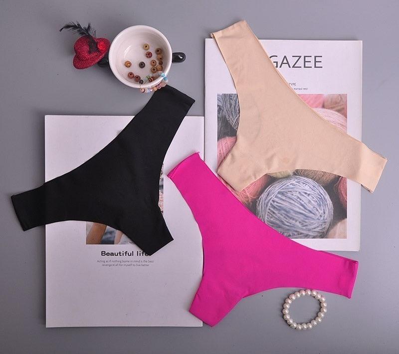 Hot Silk Sexy Women Thongs g string Seamless Panties Female Underwear Tanga Panties Low-Rise Lingerie Panty Intimates 3pcs ac125 - ItemBear.com
