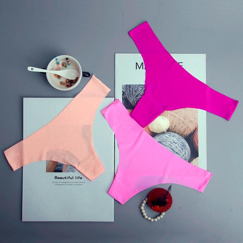 Hot Silk Sexy Women Thongs g string Seamless Panties Female Underwear Tanga Panties Low-Rise Lingerie Panty Intimates 3pcs ac125 - ItemBear.com