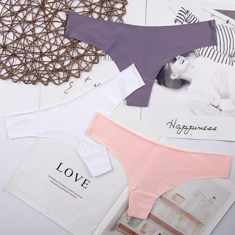 Hot Silk Sexy Women Thongs g string Seamless Panties Female Underwear Tanga Panties Low-Rise Lingerie Panty Intimates 3pcs ac125 - ItemBear.com