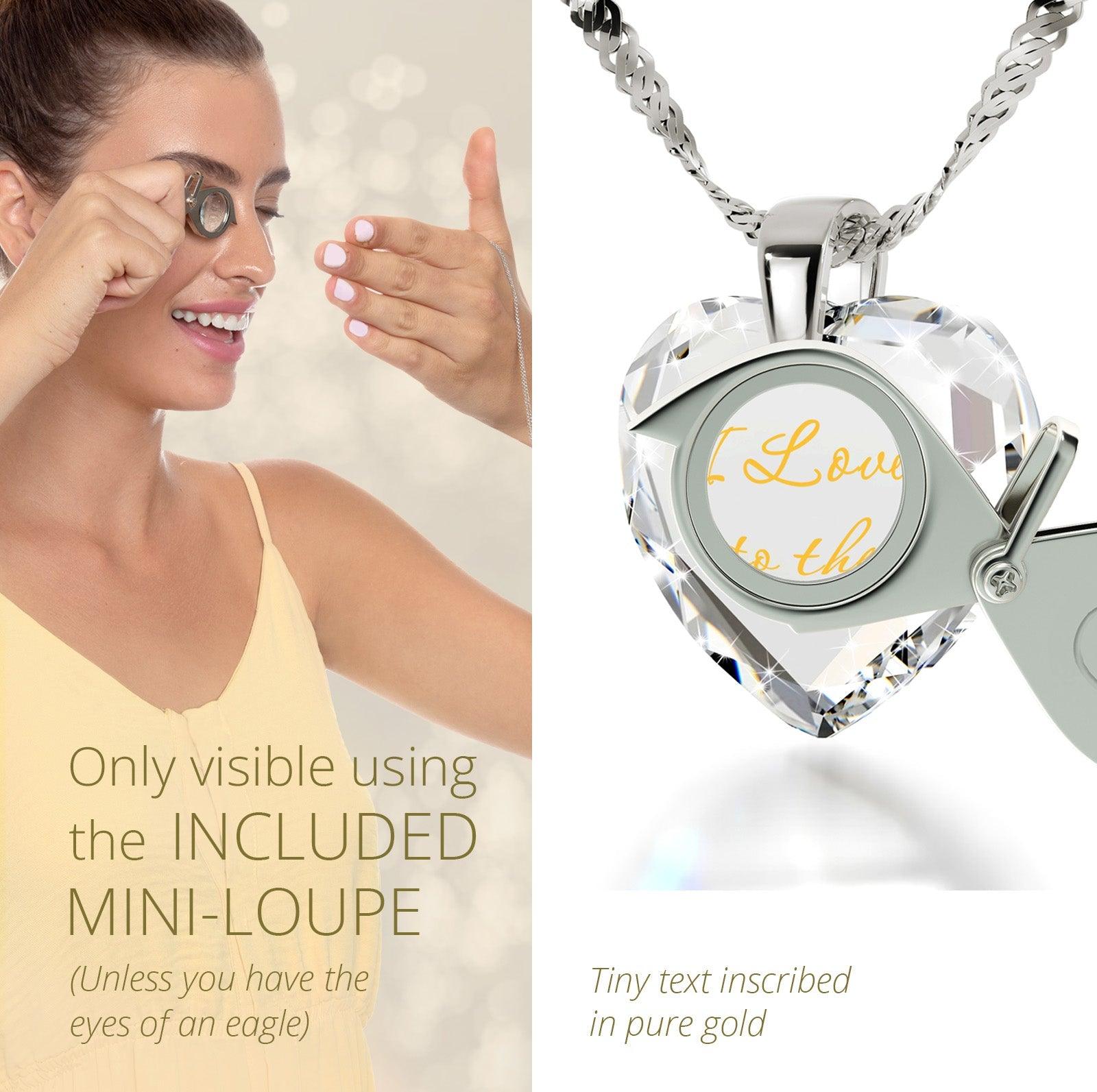 I Love You to the Moon and Back Necklace 24k Gold Inscribed and Crystal Heart Earrings - ItemBear.com