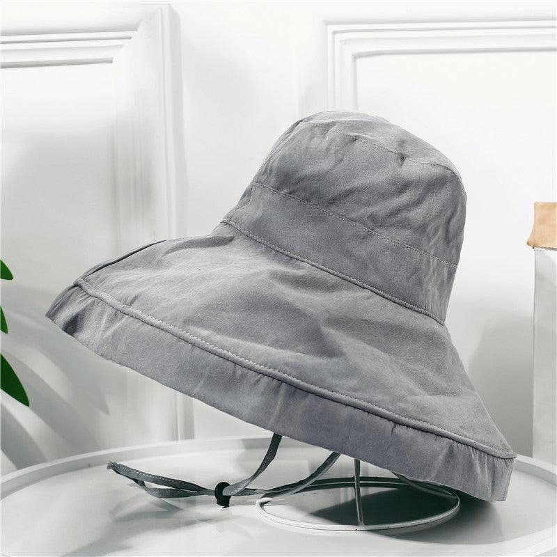 Japanese pot cap outdoor sun sunshade female summer fisherman hats sun hat solid color big parchment hat - ItemBear.com