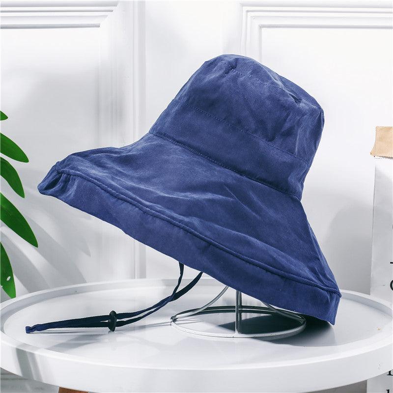 Japanese pot cap outdoor sun sunshade female summer fisherman hats sun hat solid color big parchment hat - ItemBear.com