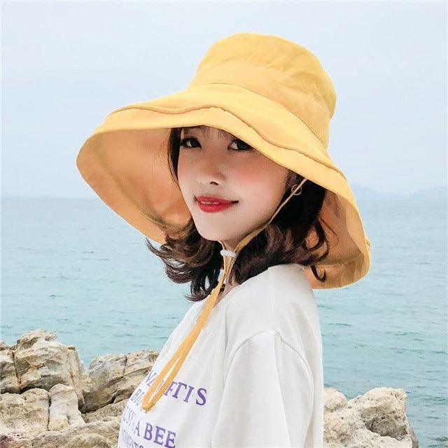 Japanese pot cap outdoor sun sunshade female summer fisherman hats sun hat solid color big parchment hat - ItemBear.com