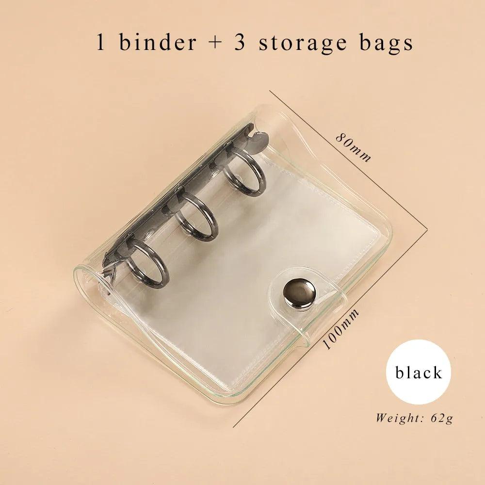 JIANWU Creative Cute Transparent 3 ring Mini Loose-leaf Hand Book Student Portable Notebook ring binder Kawaii School Supplies - ItemBear.com