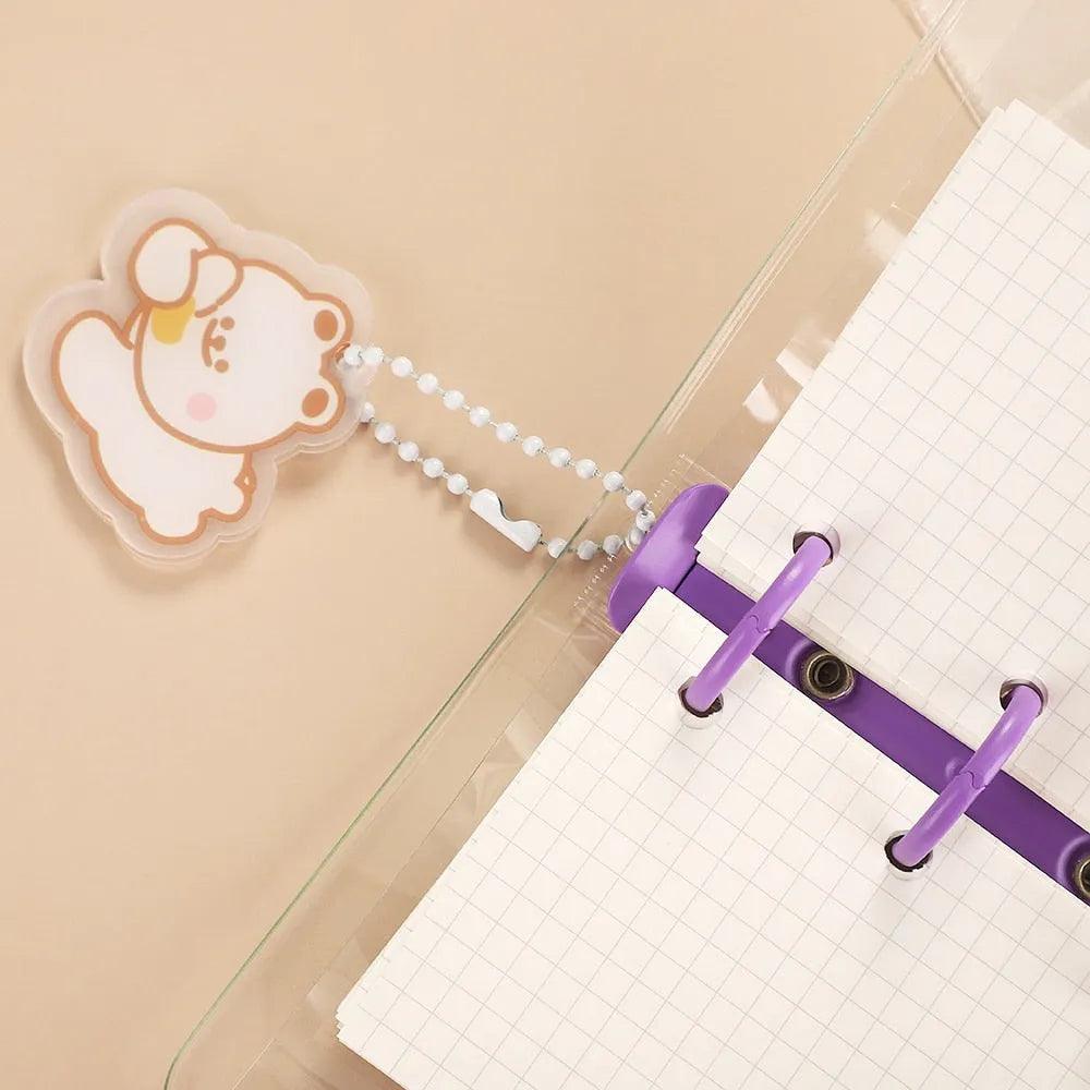 JIANWU Creative Cute Transparent 3 ring Mini Loose-leaf Hand Book Student Portable Notebook ring binder Kawaii School Supplies - ItemBear.com