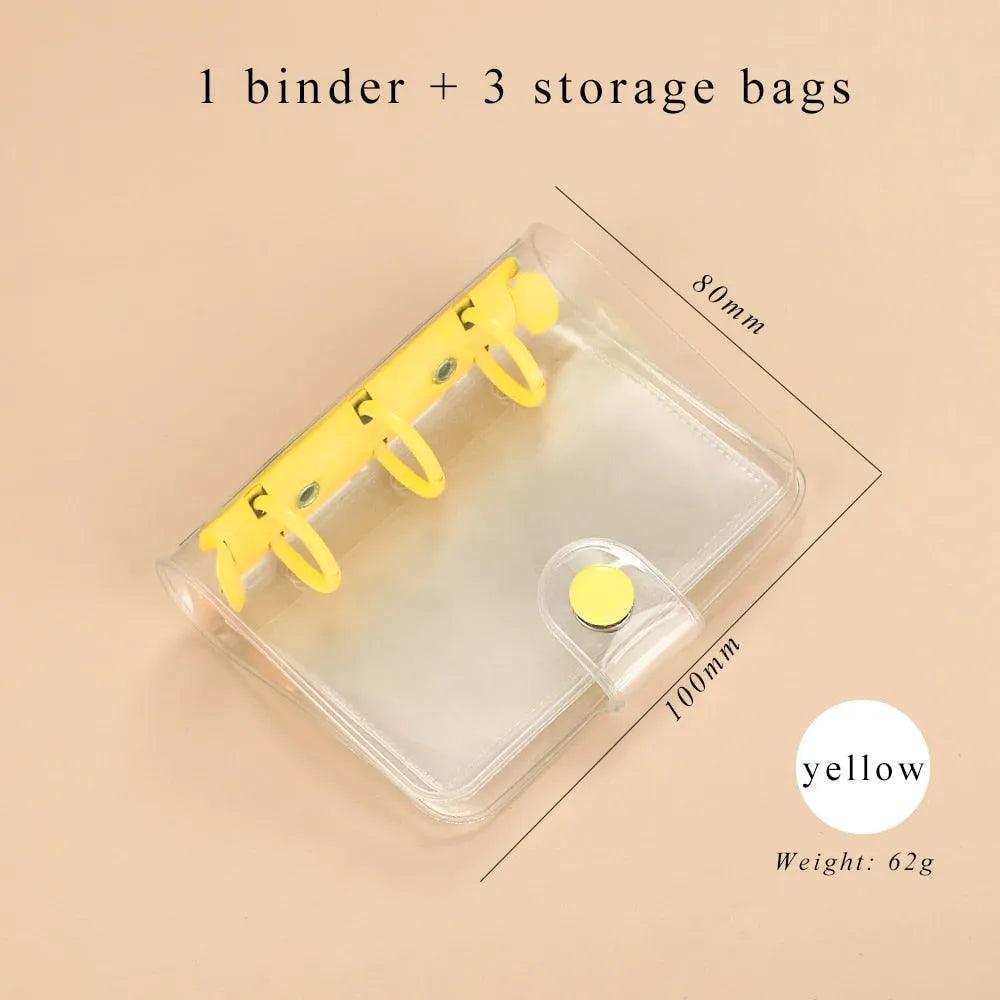 JIANWU Creative Cute Transparent 3 ring Mini Loose-leaf Hand Book Student Portable Notebook ring binder Kawaii School Supplies - ItemBear.com