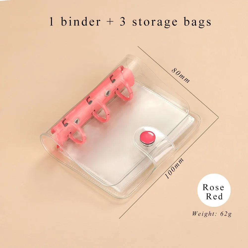 JIANWU Creative Cute Transparent 3 ring Mini Loose-leaf Hand Book Student Portable Notebook ring binder Kawaii School Supplies - ItemBear.com